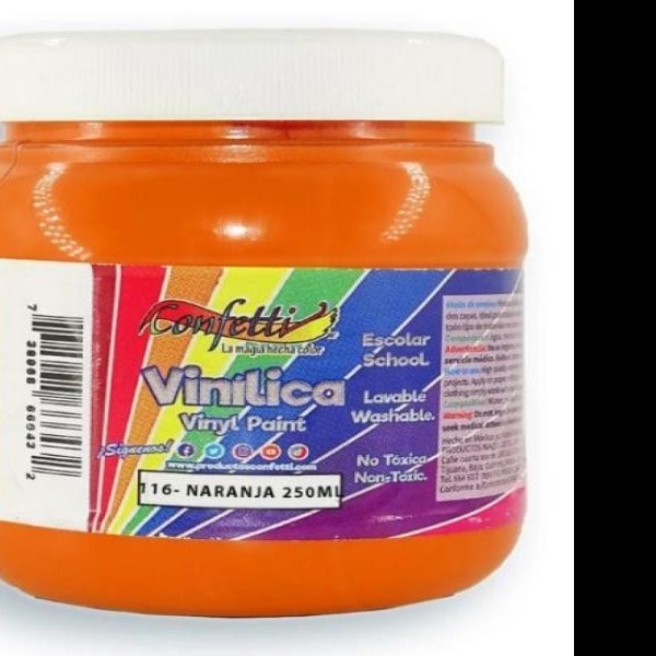 PINTURA ACRILICA CONFETTI 250ML. NARANJA 115 PZA